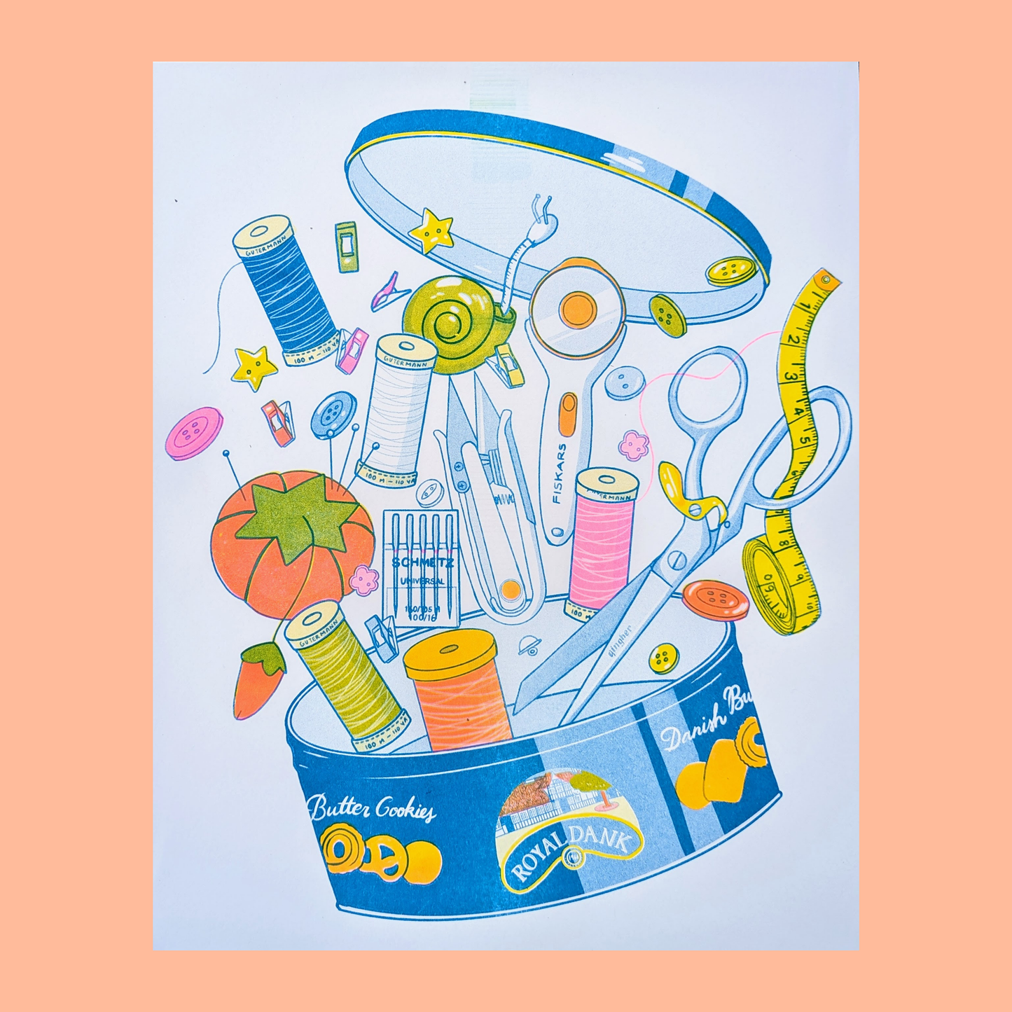 Christina Hu - Butter Cookie Sewing Supplies | 11"x14" Risograph Print