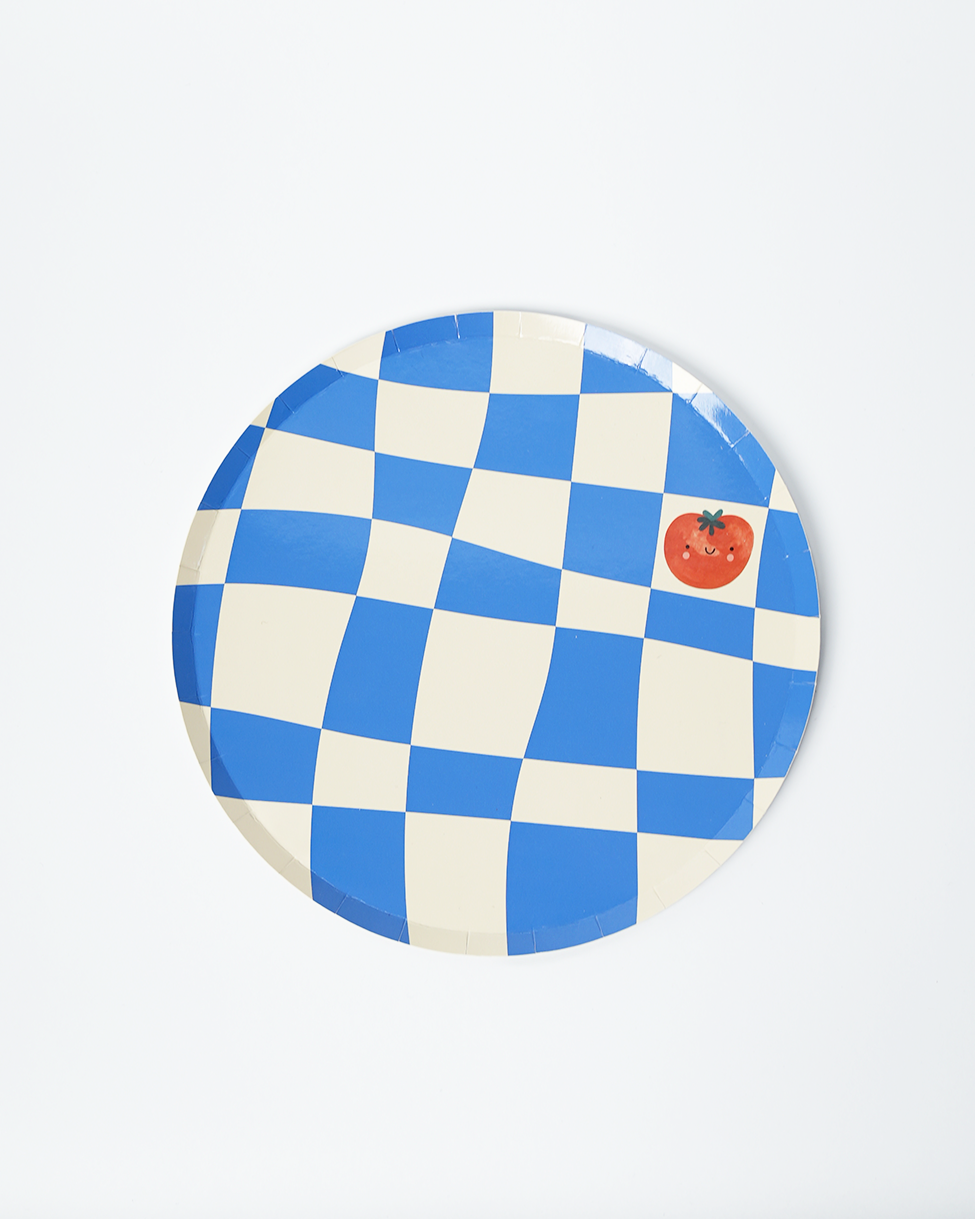 POP Party Supplies, LLC - Checkered Dinner Paper Plates (x12) - Little Chef Collection
