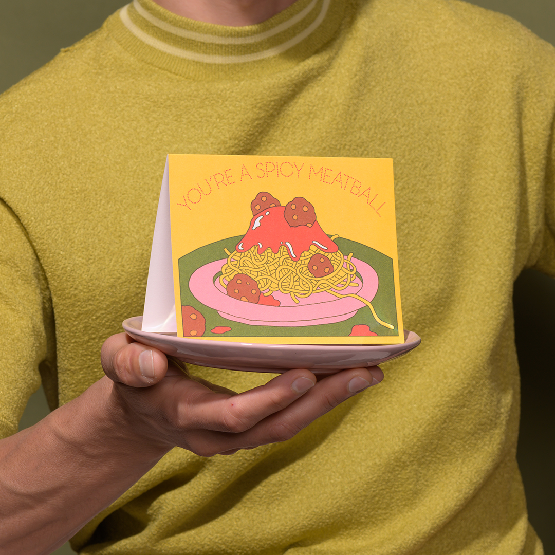 Red Cap Cards - Spicy Meatball friendship greeting card