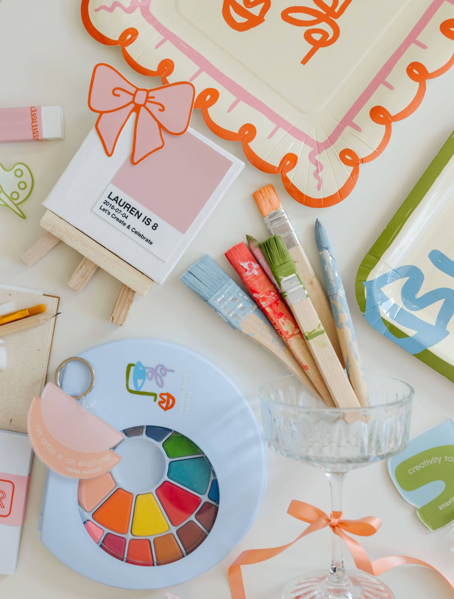 POP Party Supplies, LLC - 24 Color Watercolor Palettes & Brush - Art Party Collection