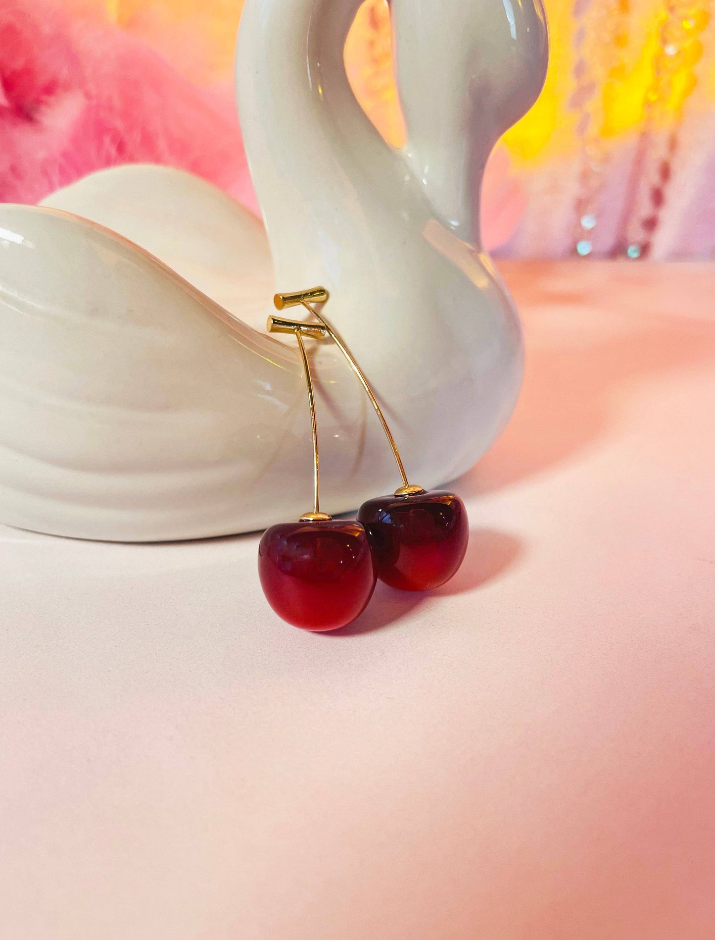 A Shop of Things - Gold Stem Cherry Earrings