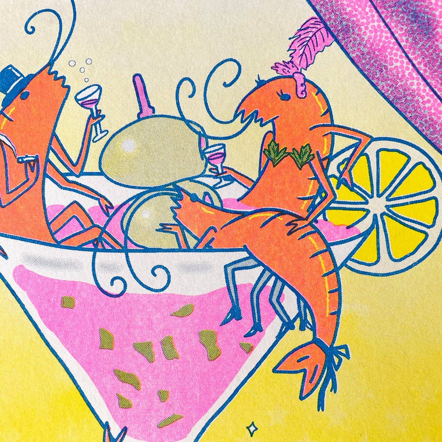 Pink Prawny Club - Risograph Print