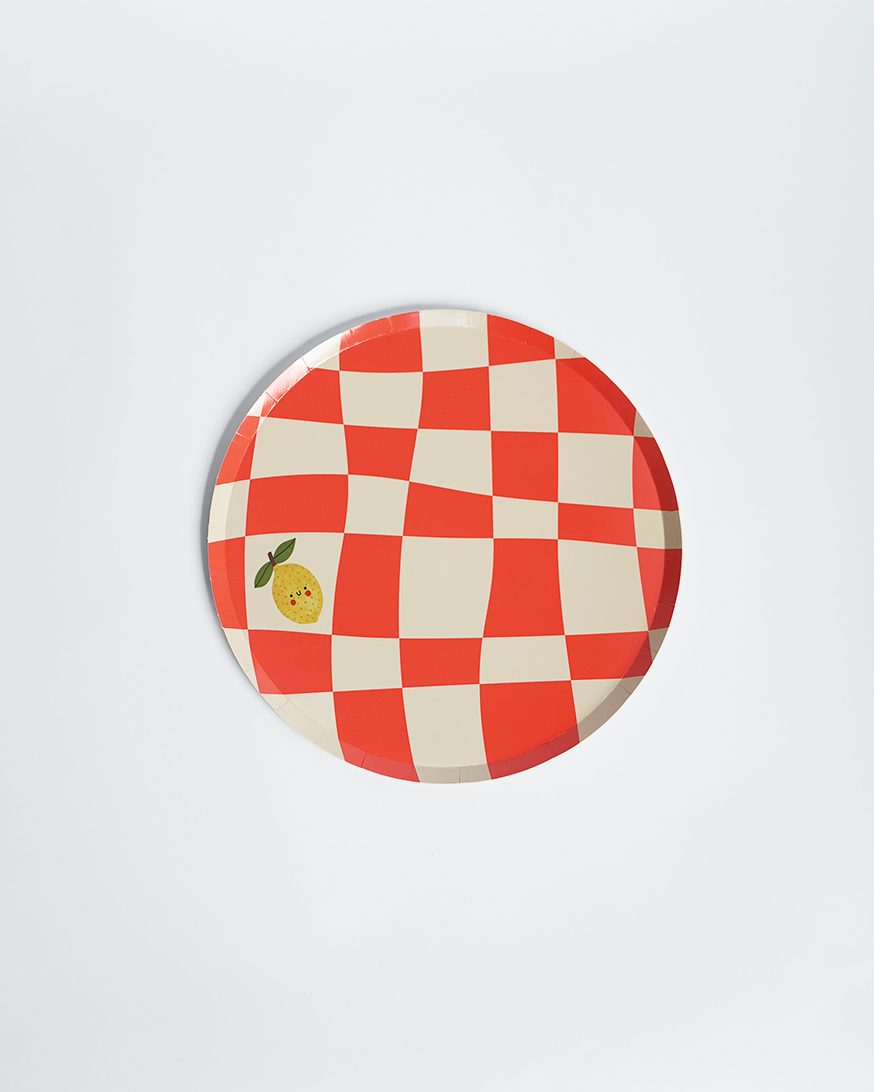 POP Party Supplies, LLC - Checkered Dinner Paper Plates (x12) - Little Chef Collection
