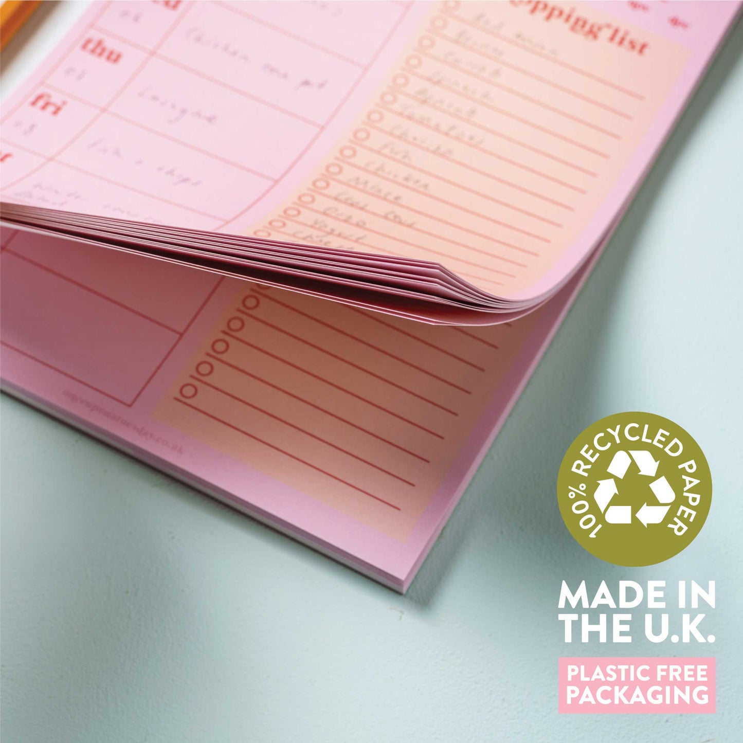 Good Tuesday (Once Upon a Tuesday) - Weekly Meal Planner & Shopping List Pad A5 | Pink & Red