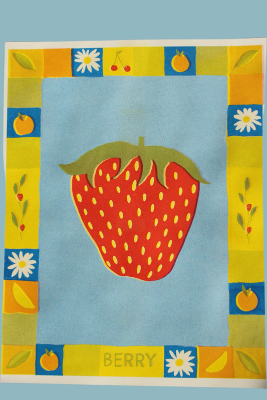 Strawberry Patchwork Risograph