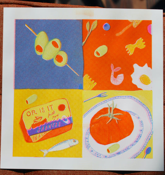 Dinner Party Risograph Print