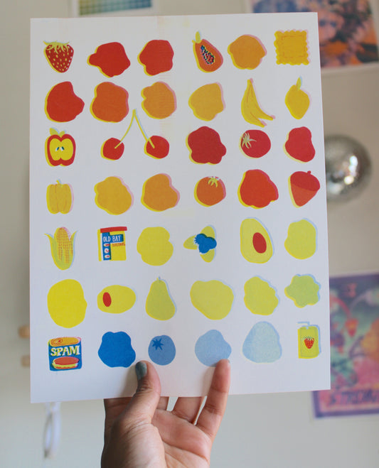 Color Chart Snacks Risograph
