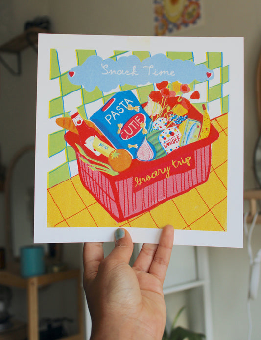 Snack Time Risograph Print